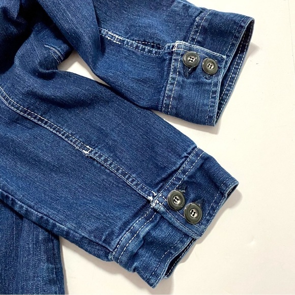 Allison Daley Blue Jean Jacket Blazer Stretchy Size 8 Medium Cotton Casual - Picture 9 of 15